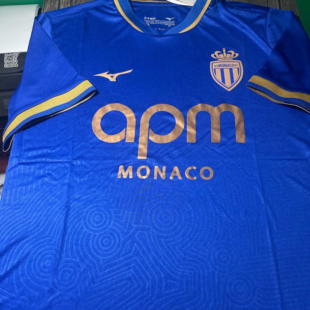 Mizuno brand AS MONACO Men's JERSEY. Sz M,L,XL,2XL NEW w tags. FRANCE LIGUE 1